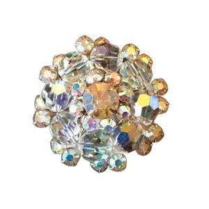 Vintage Aurora Borealis Cluster Brooch with Austrian Crystals